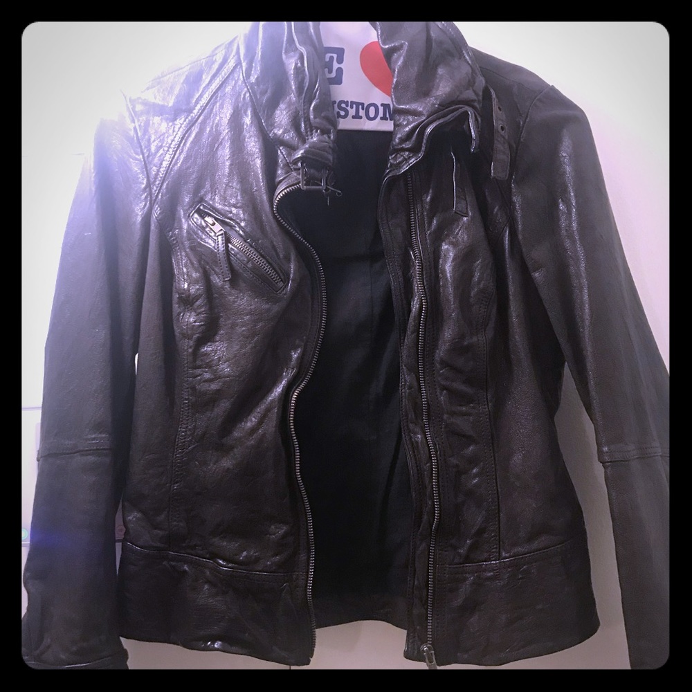 Trendy all saints leather jacket